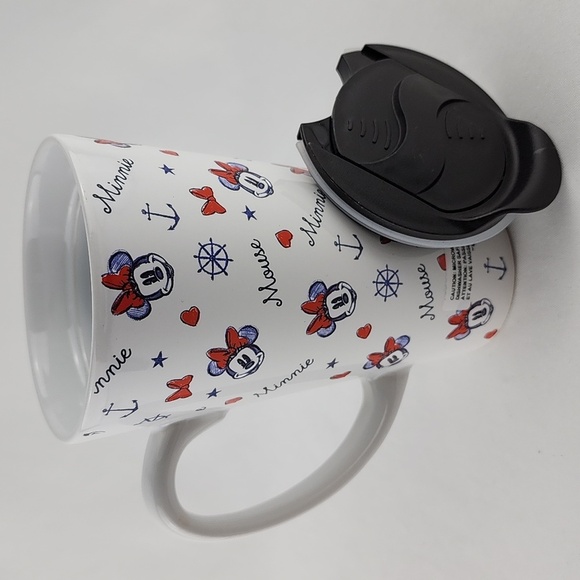 Disney Minnie Mouse Anchors Away Nautical Tall Travel Ceramic Mug Tea Coffee - Picture 9 of 15